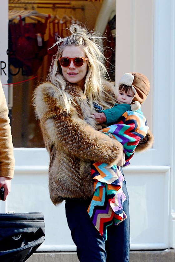 Sienna Miller takes her baby daughter Marlowe for a stroll around Soho in New York City